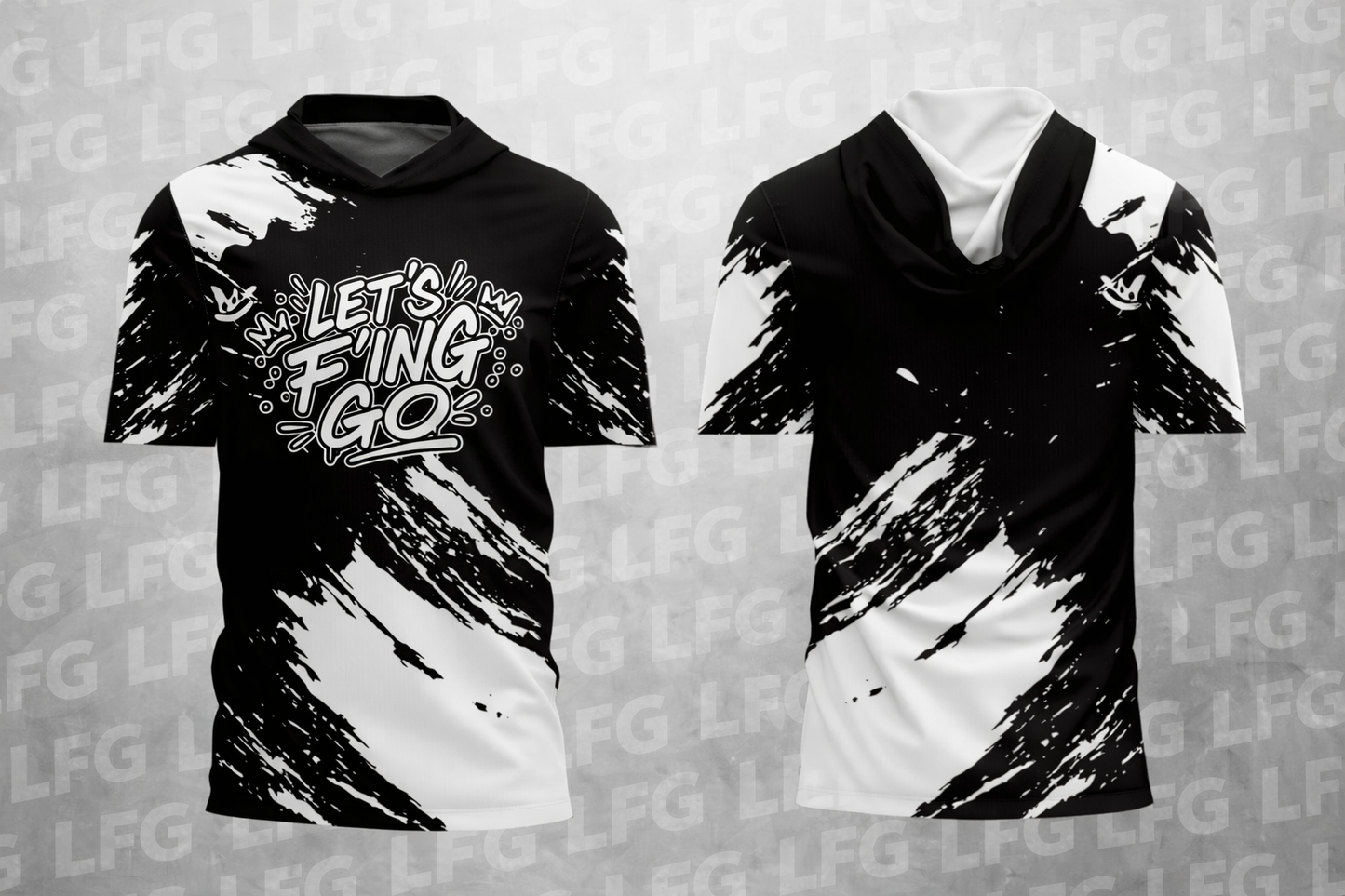 LFG Black and White Short Sleeve Hoodie