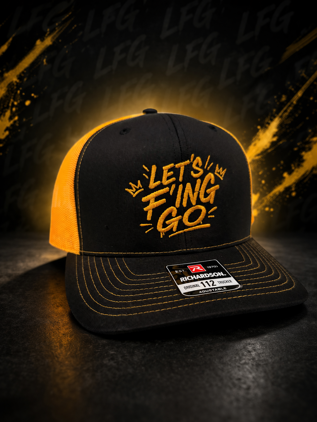 Black and Yellow Richardson 112 Snap Back