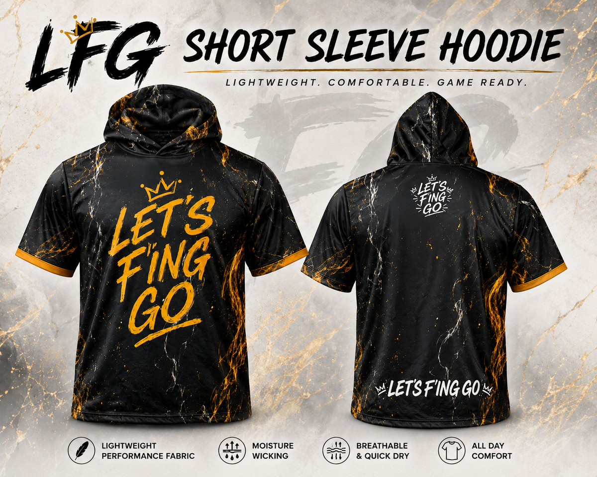 LFG- Black and Gold Short Sleeve Hoodie
