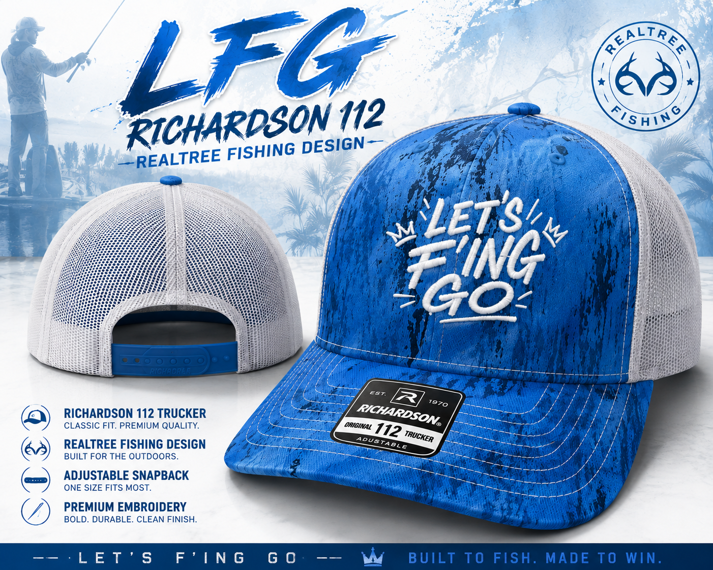 LFG- Blue and White Realtree Fishing Design