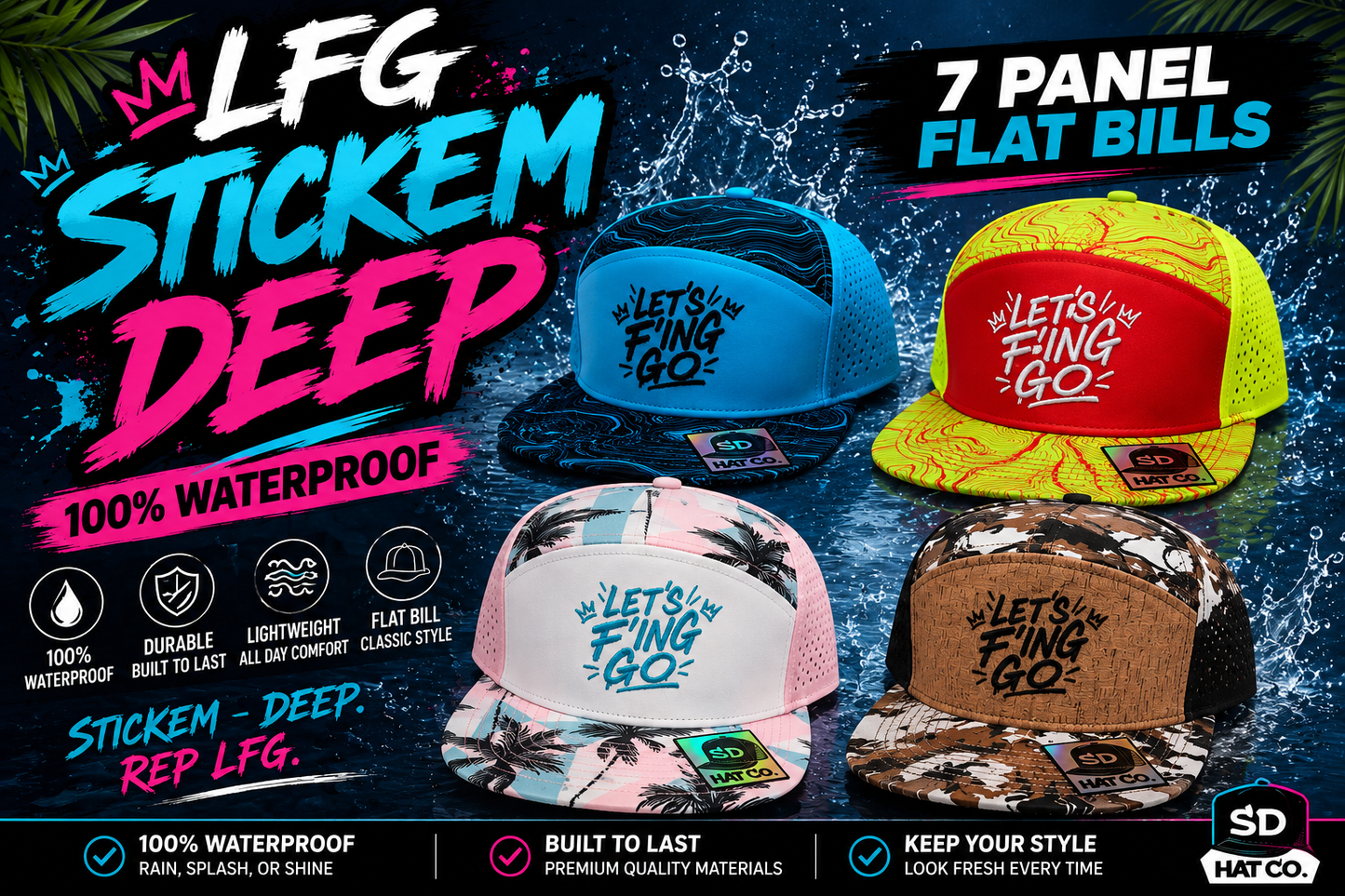 LFG- Stickem Deep 7 Panel Flat Bills- SnapBack