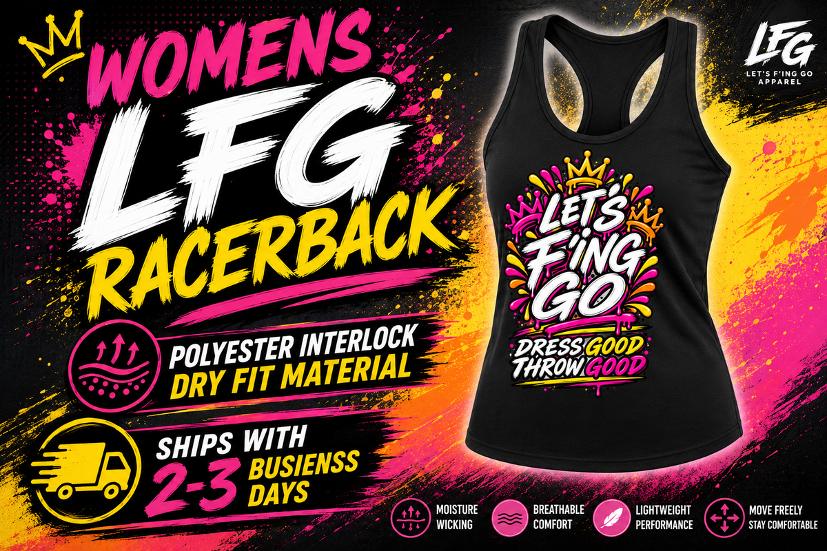 Women's LFG- Racerback Tank-Dry Fit--Dress Good/Throw Good