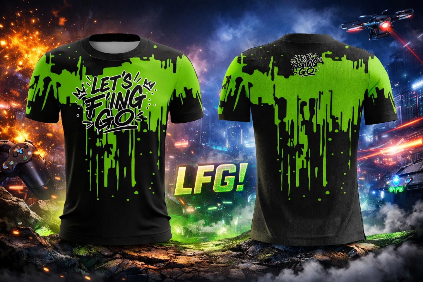 Green and Black Drip Jersey