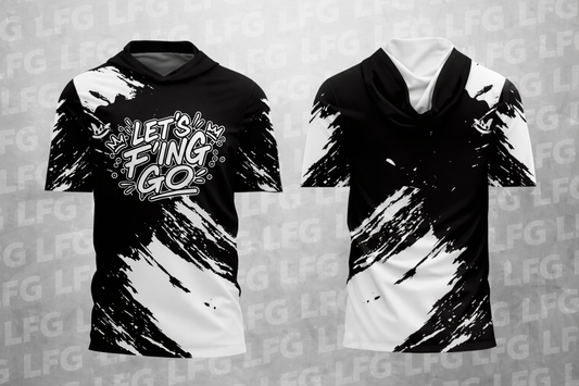 LFG Black and White Short Sleeve Hoodie